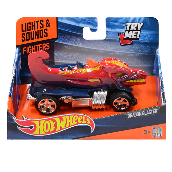 Машинка Hot Wheels со светом и звуком – Дракон, красная 13,5 см  